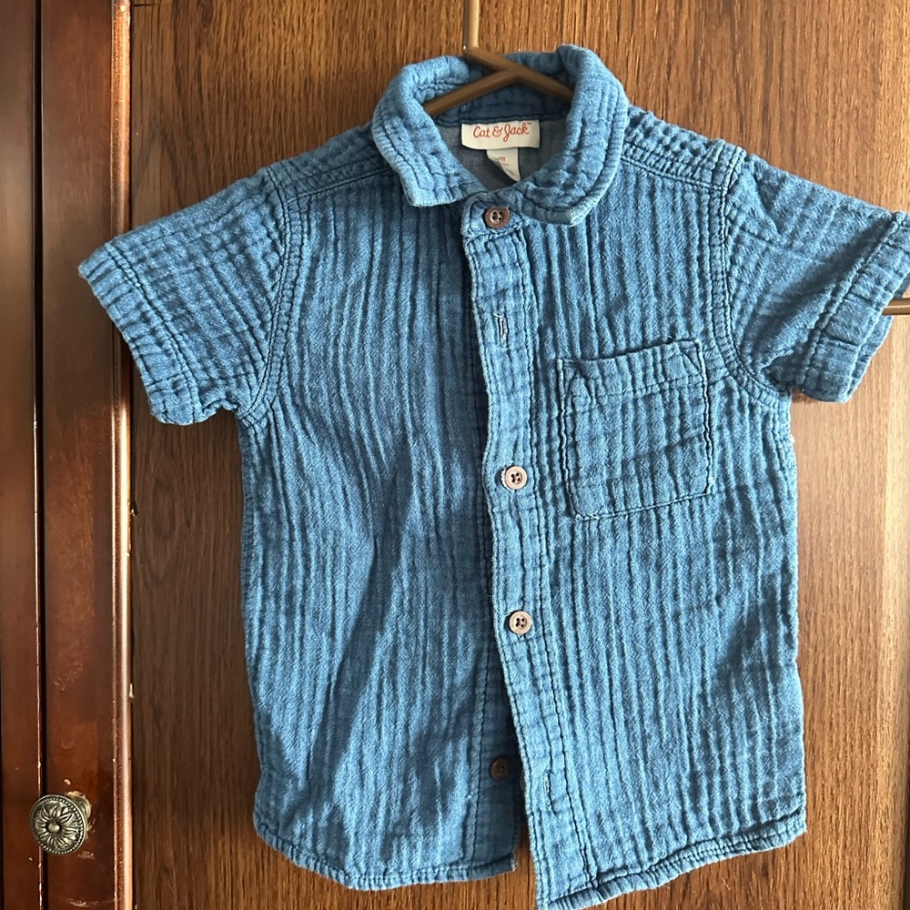 Cat & Jack Blue Button Down Shirt with Classic Collar